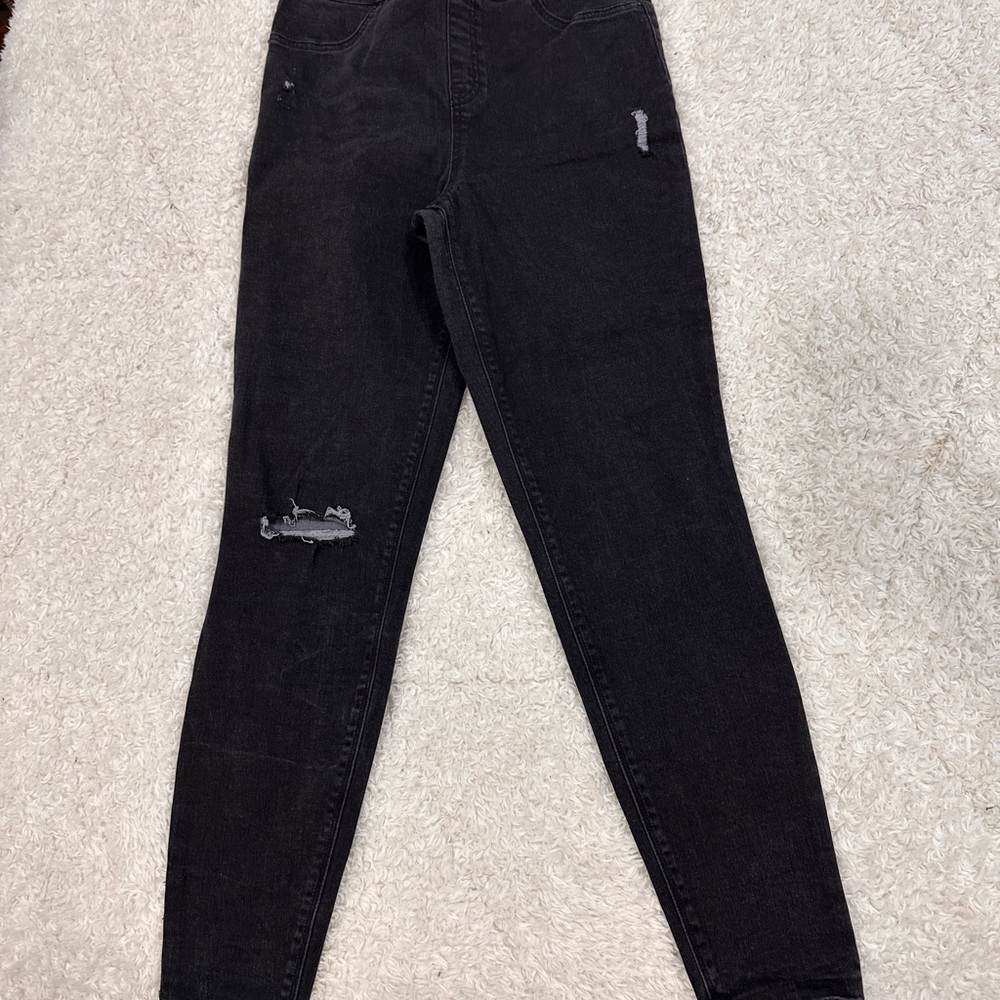 SPANX Black Distressed Skinny Jeans